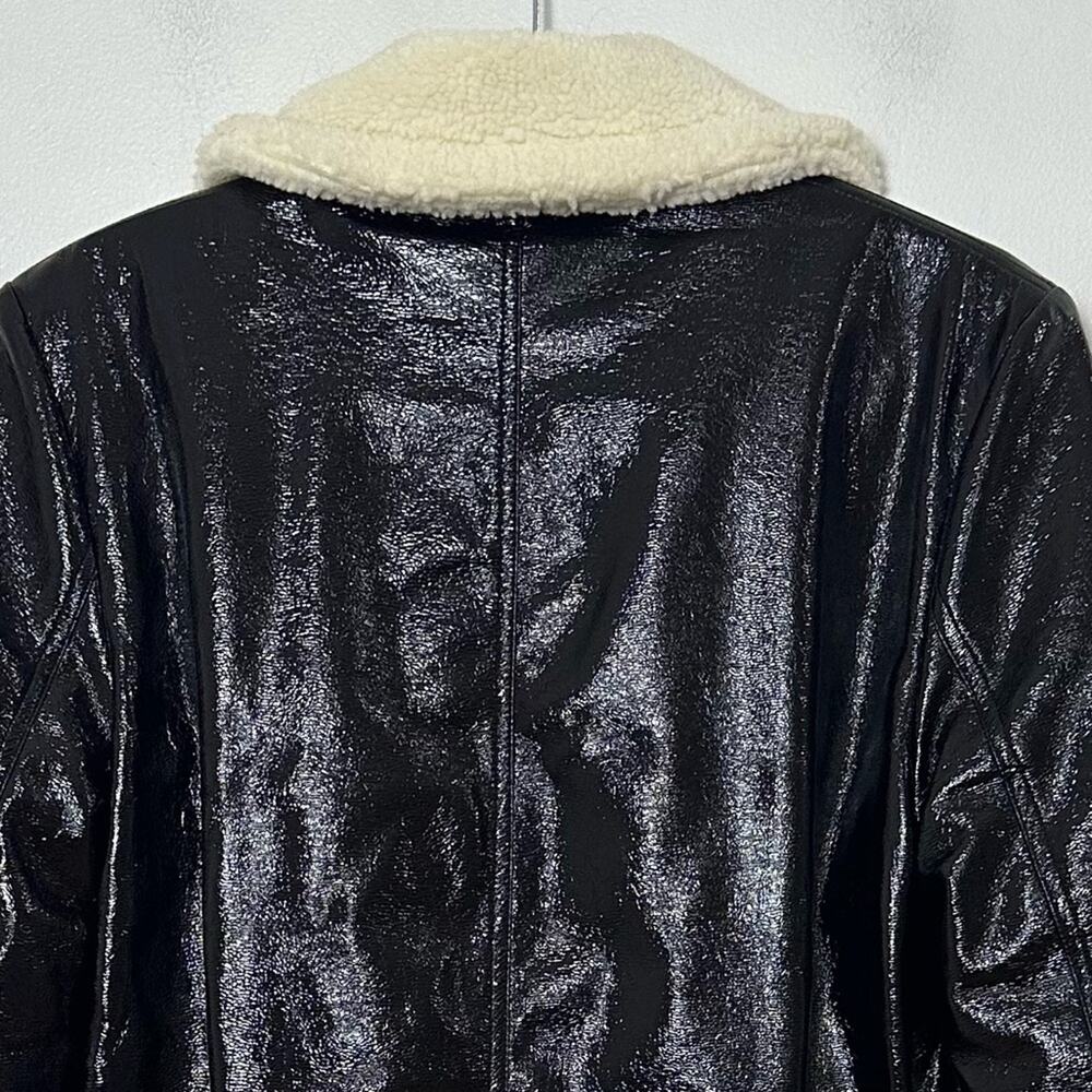 Jonathan Simkhai Vegan Leather Sherpa Aviator Bomber Jacket Women’s XS Black - Picture 7 of 16